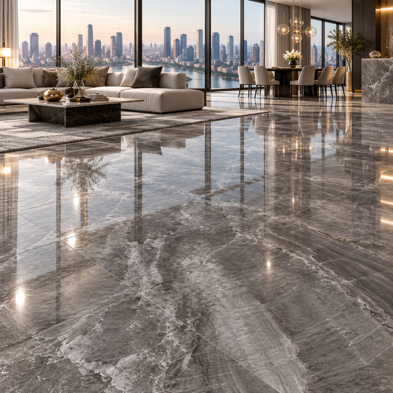 Smoky Taupe Layered Vein Stone Ceramic Texture 2