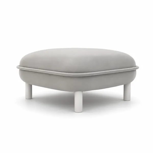 Ivory Rounded Ottoman – Raised Piped Edge 3D Model