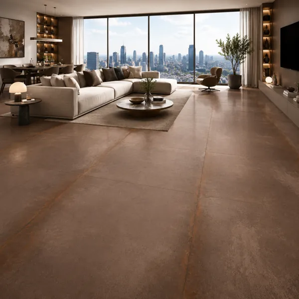 Subtle Concrete Finish Warm Taupe Ceramic Texture back