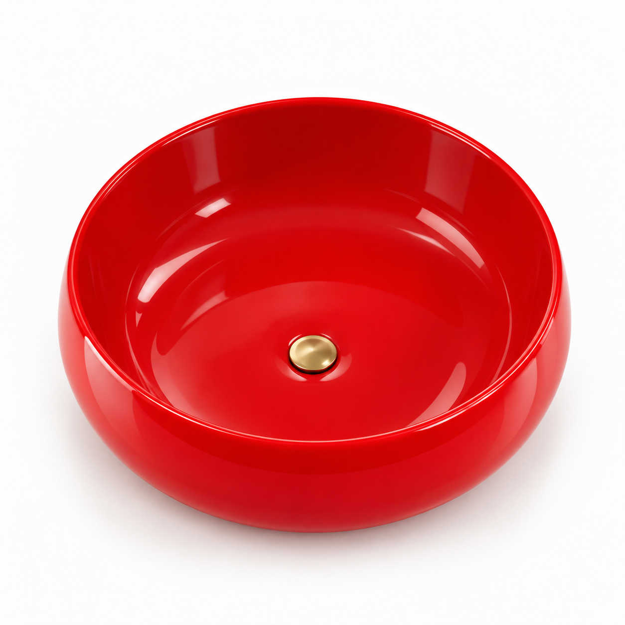 Glossy Red Round Vessel Washbasin 3D Model 3