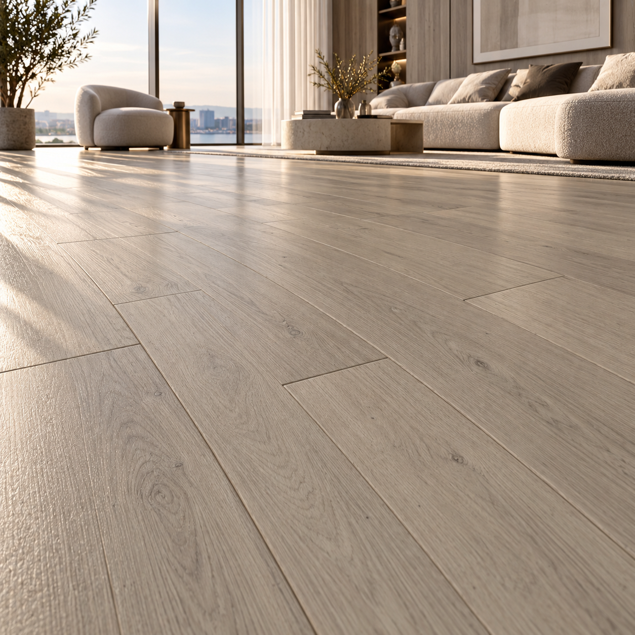 Light Greige Fine Grain Plank Parquet Texture 2