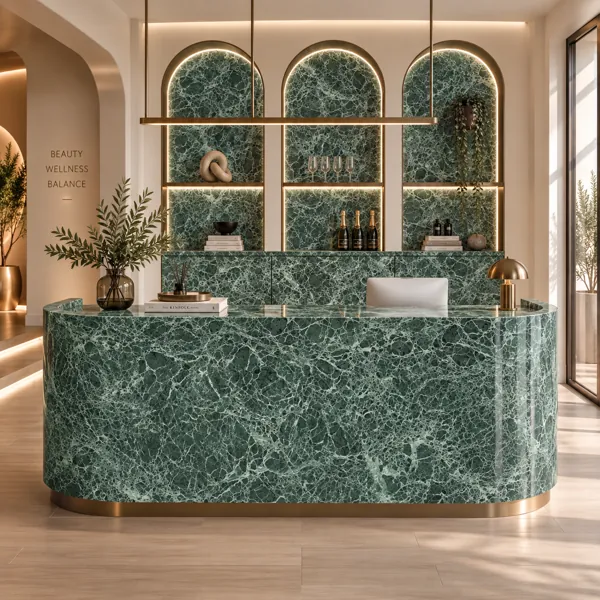 Deep Forest Green Web Vein Marble Texture back