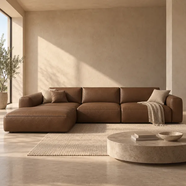 Warm Brown Fine Grain Leather Texture back