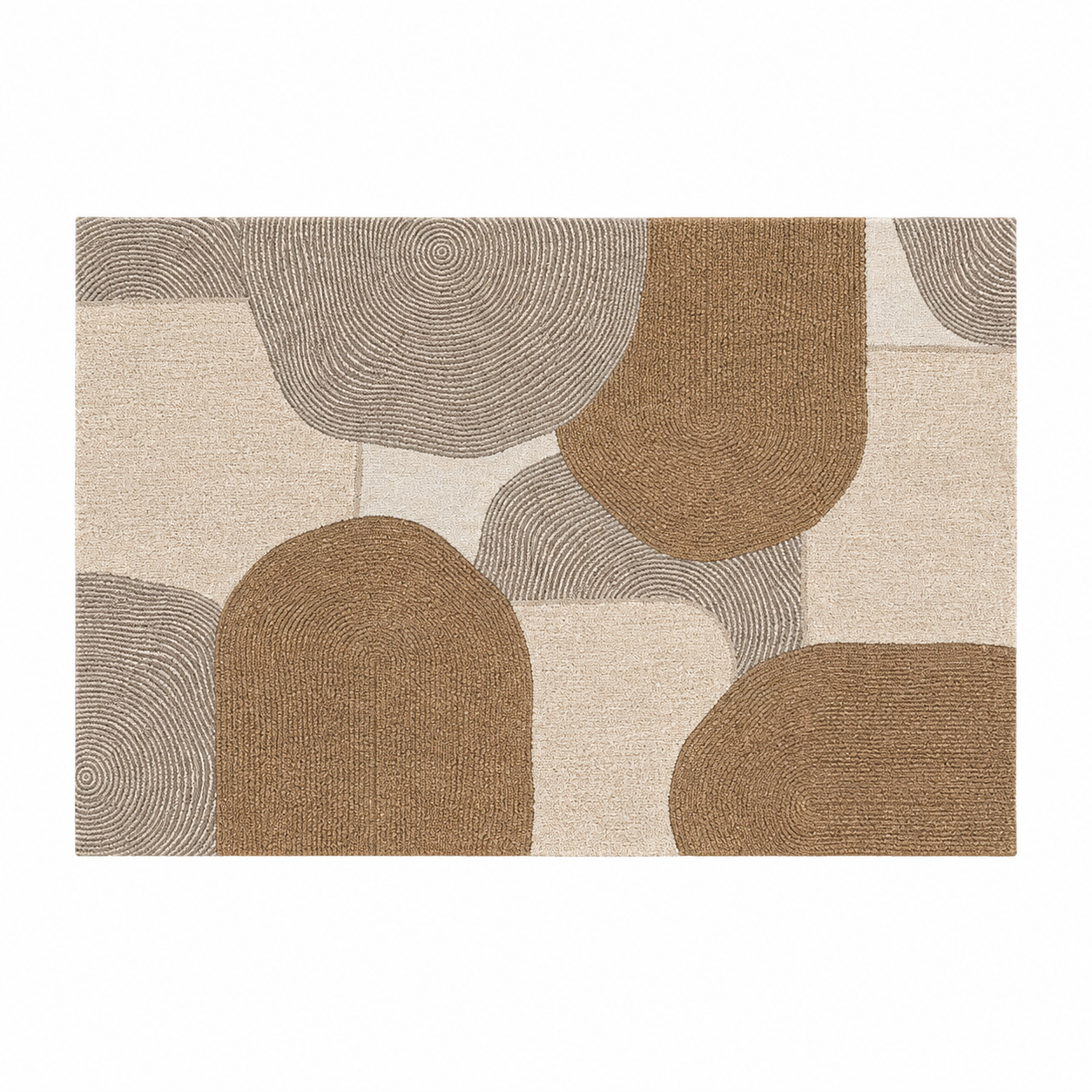 Modern Geometric Rug – Brown Beige Concentric Arches 1