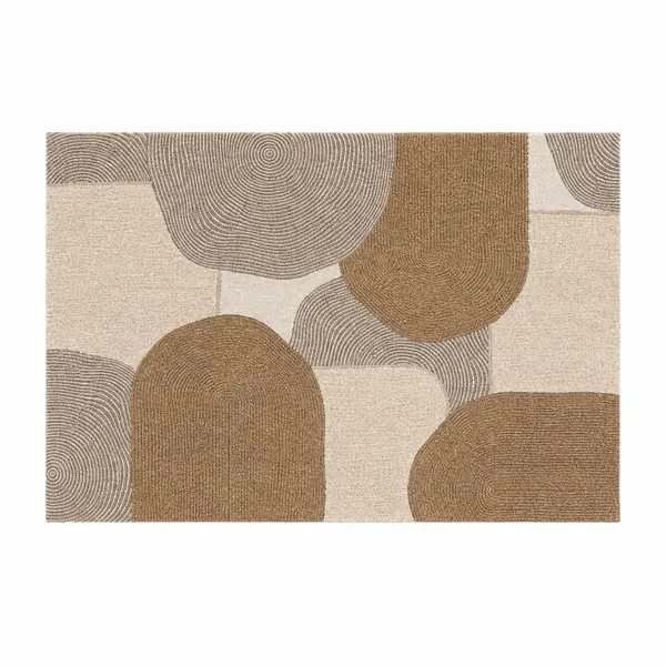 Modern Geometric Rug – Brown Beige Concentric Arches