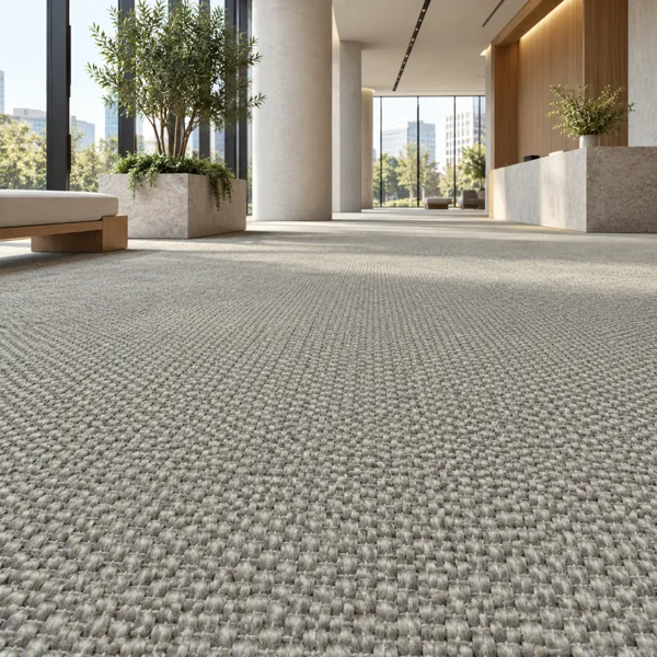 Soft Silver Gray Chunky Basket Weave Carpet Texture back