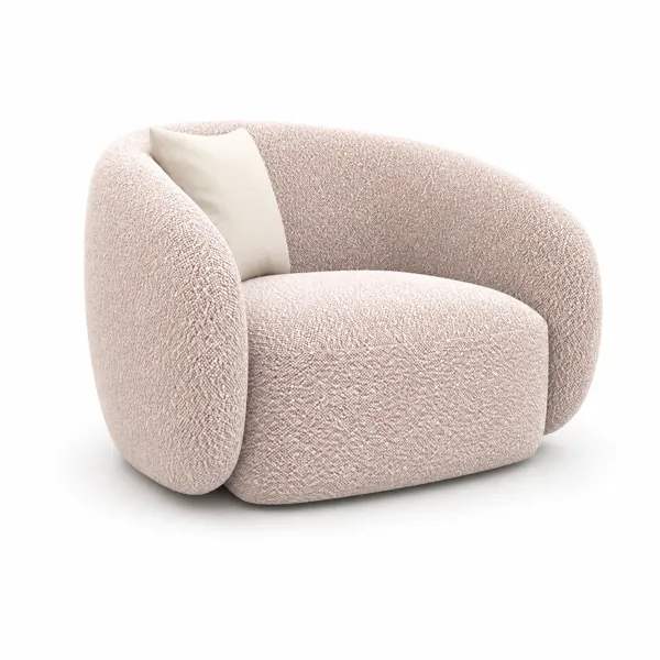 Blush Pink Textured Barrel Armchair 3D Model