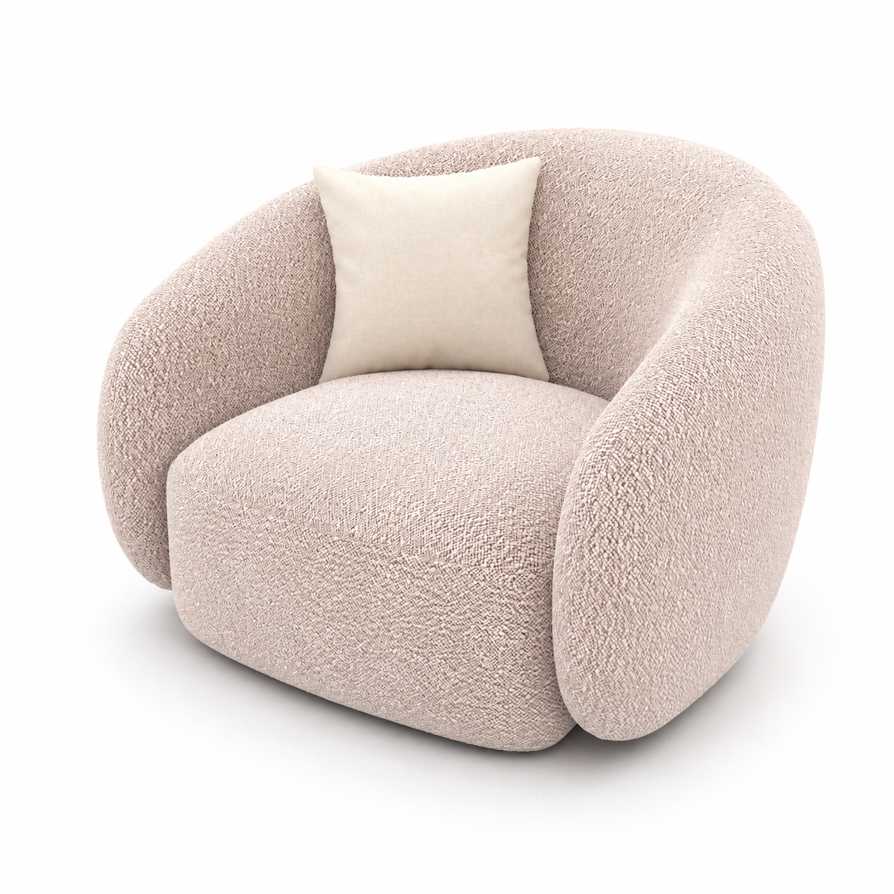 Blush Pink Textured Barrel Armchair 3D Model 3