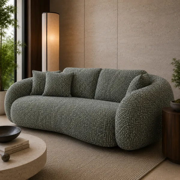 Dark Sage Woven Fabric Texture – Light Flecked Weave back
