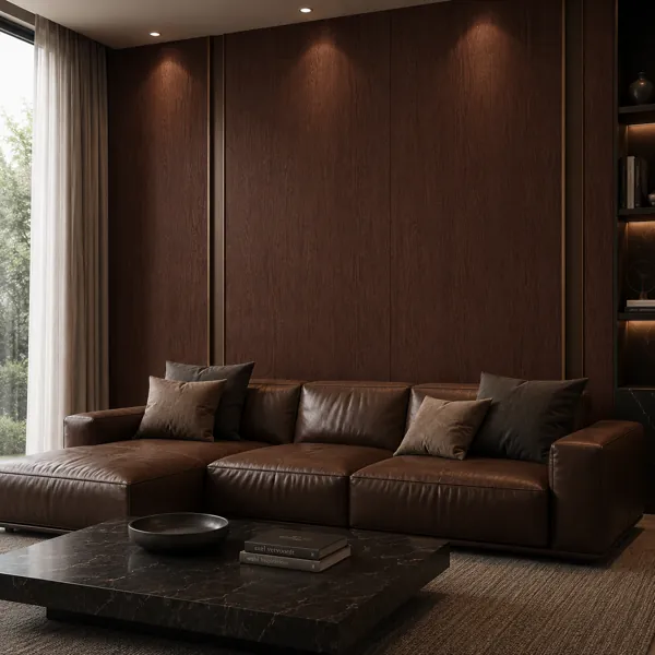 Fine Linear Grain Deep Reddish Brown Wood Texture back