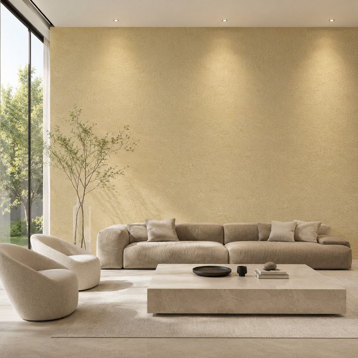 Warm Cream Fine Grain Plaster Texture 2
