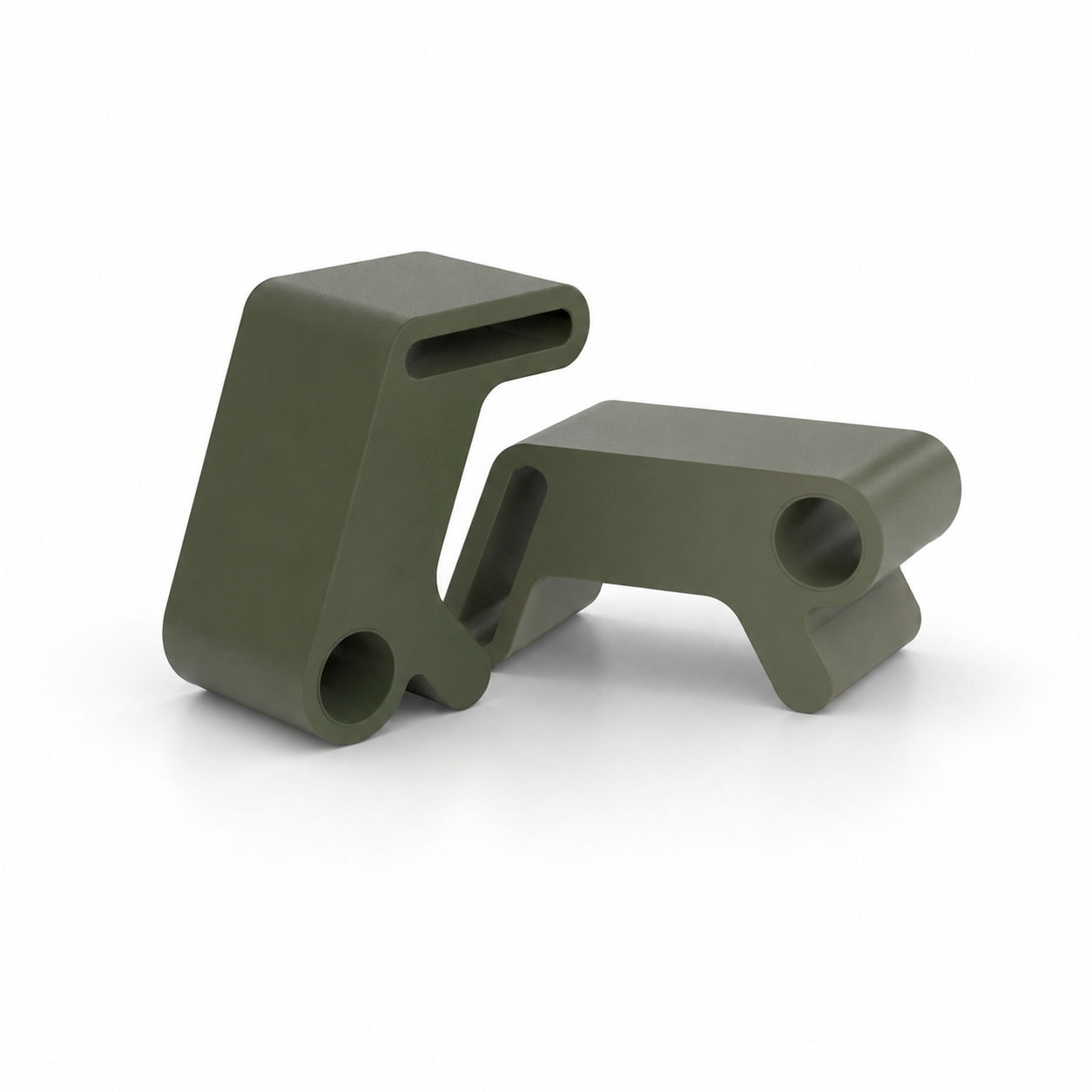 Modern Kids Plastic Stool Set – Olive Green Slot Forms 3D Model 1