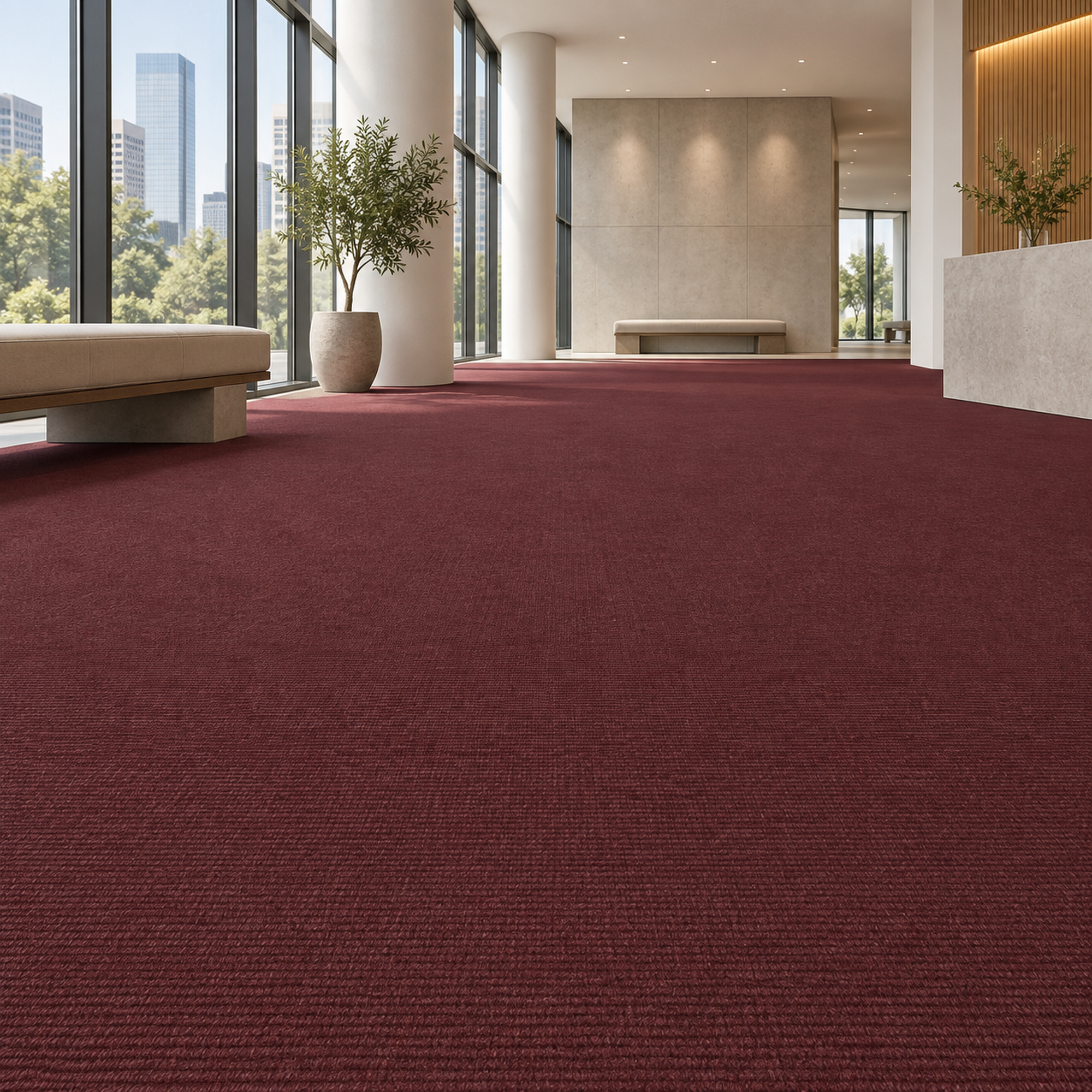 Deep Burgundy Fine Ribbed Carpet Texture 2