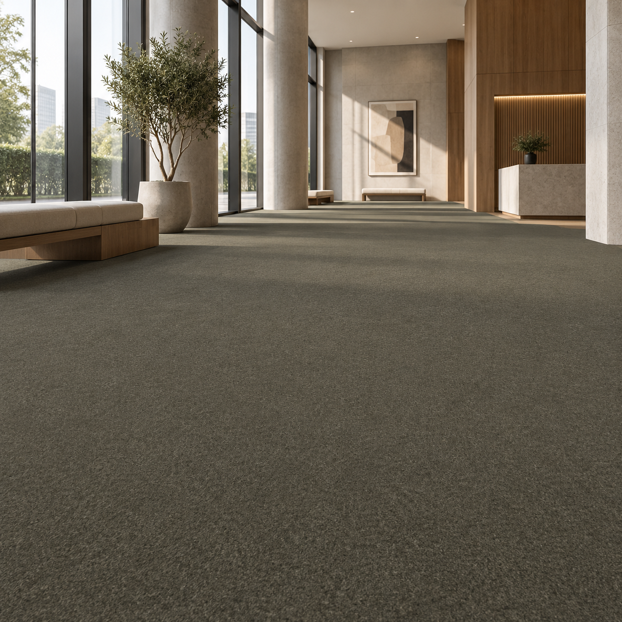 Muted Olive Brown Fine Pile Carpet Texture 2