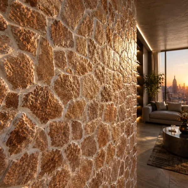 Warm Brown Stone Mosaic Texture – Cream Grout Texture back