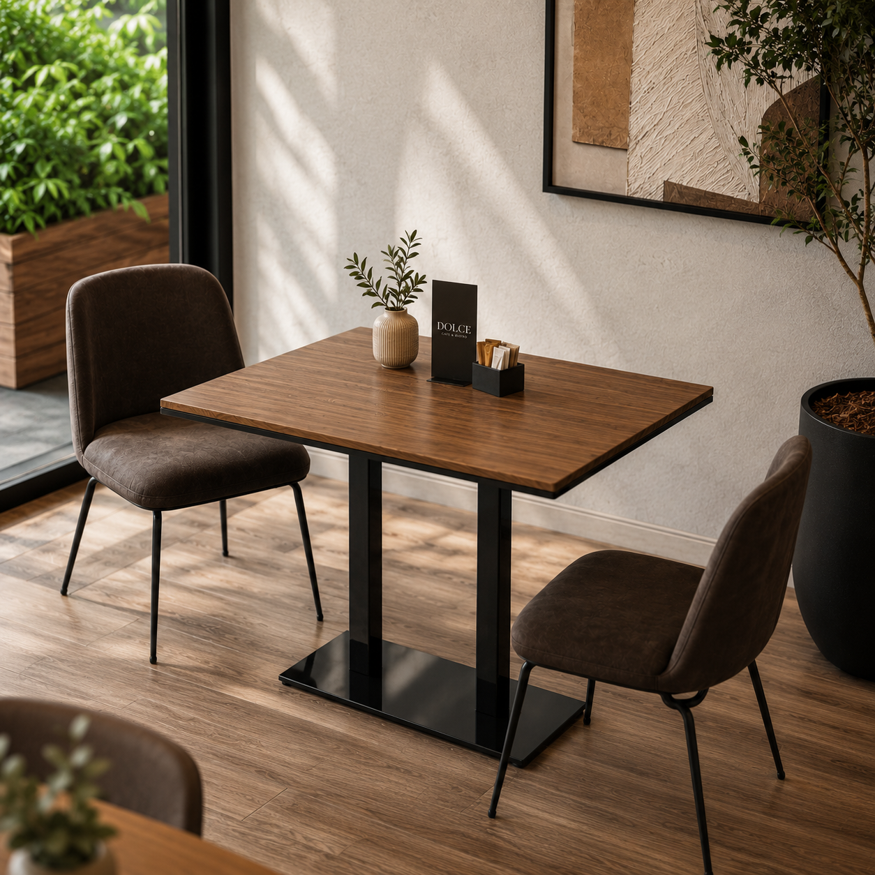 Warm Brown Live-Edge Twin Pedestal Table 3D Model 4