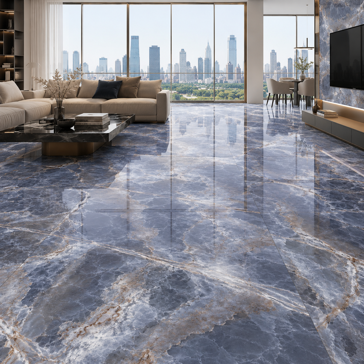 Blue Grey Crystal Vein Ceramic Texture 2