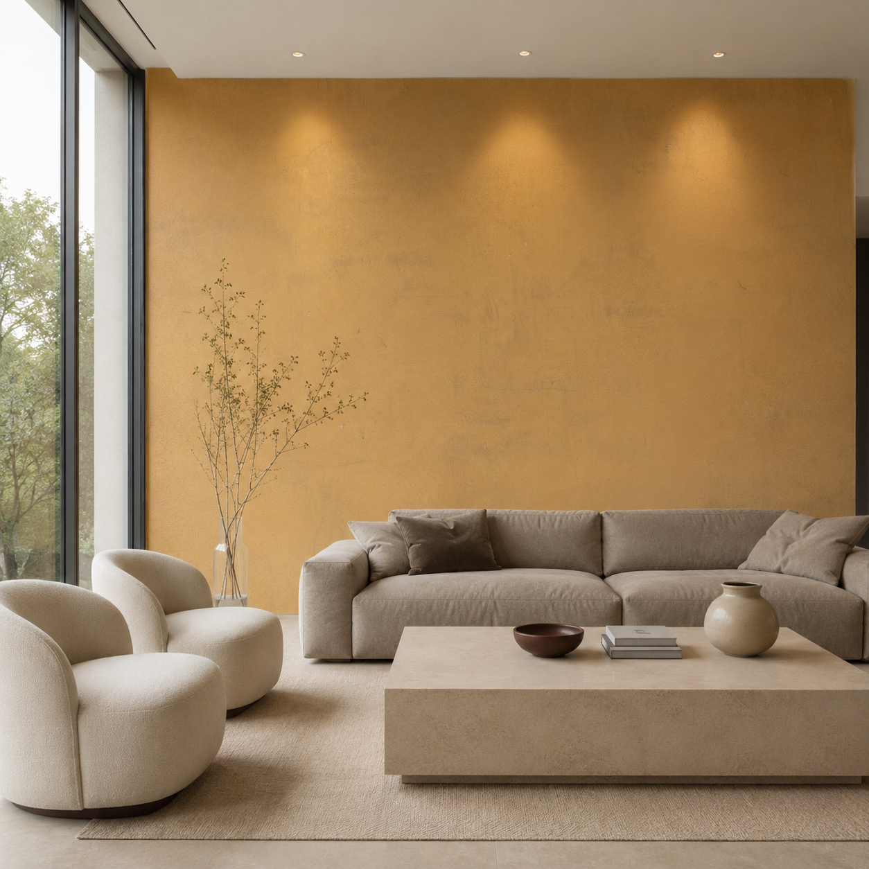 Warm Ochre Fine Grain Aged Plaster Texture 2
