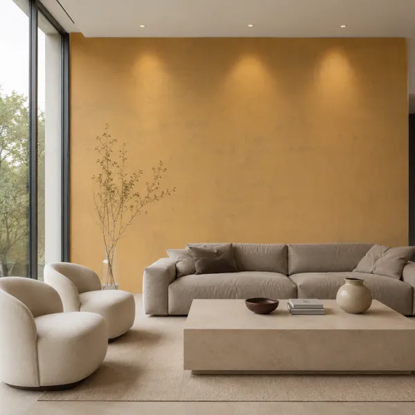 Warm Ochre Fine Grain Aged Plaster Texture back