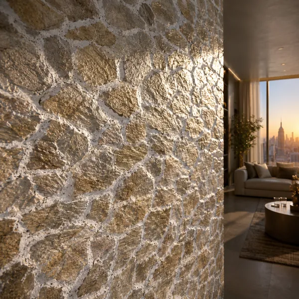 Golden Beige Stone Mosaic Texture – White Grout Texture back