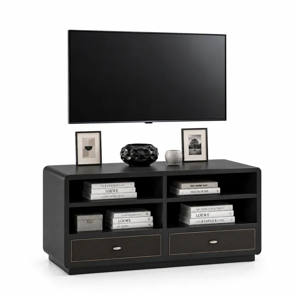 Wall-Mounted TV with Black Media Console 3D Model