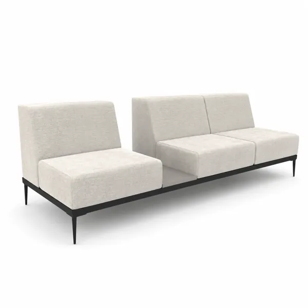 Ivory Split Modular Bench Sofa – Open Center Shelf 3D Model