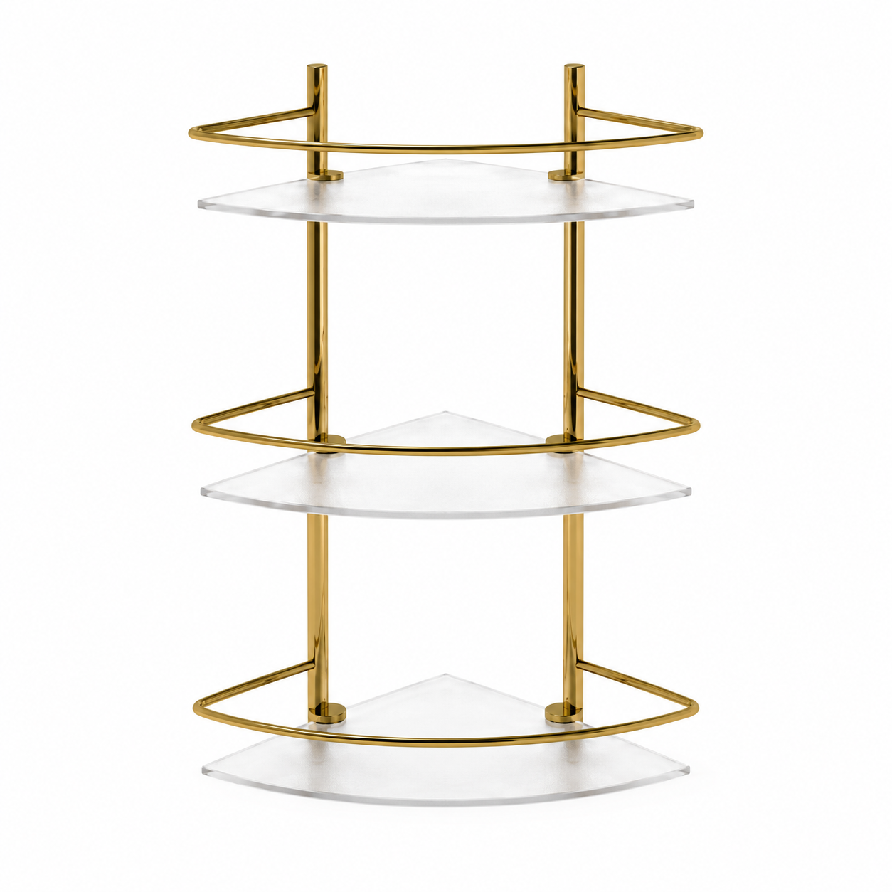 Gold Three-Tier Corner Bathroom Shelf 3D Model