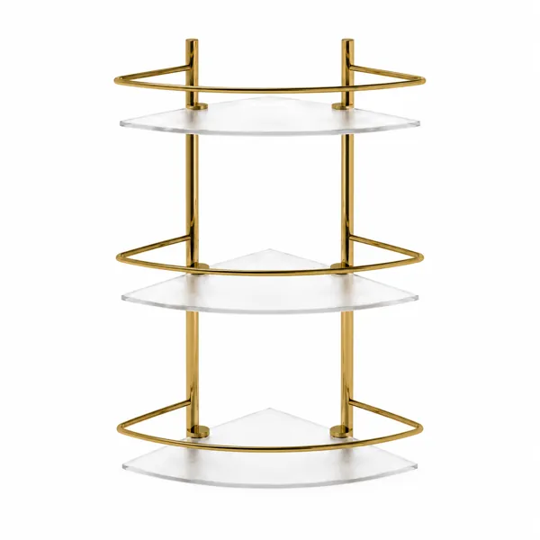 Gold Three-Tier Corner Bathroom Shelf 3D Model