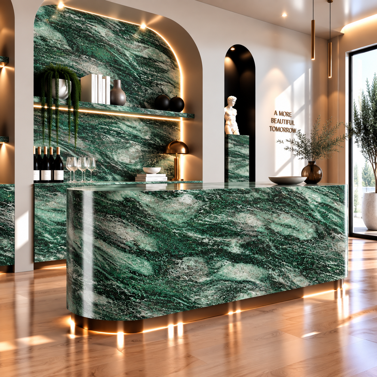 Emerald Swirl White Vein Marble Texture 2