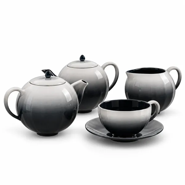 Black White Gradient Porcelain Tea Set 3D Model