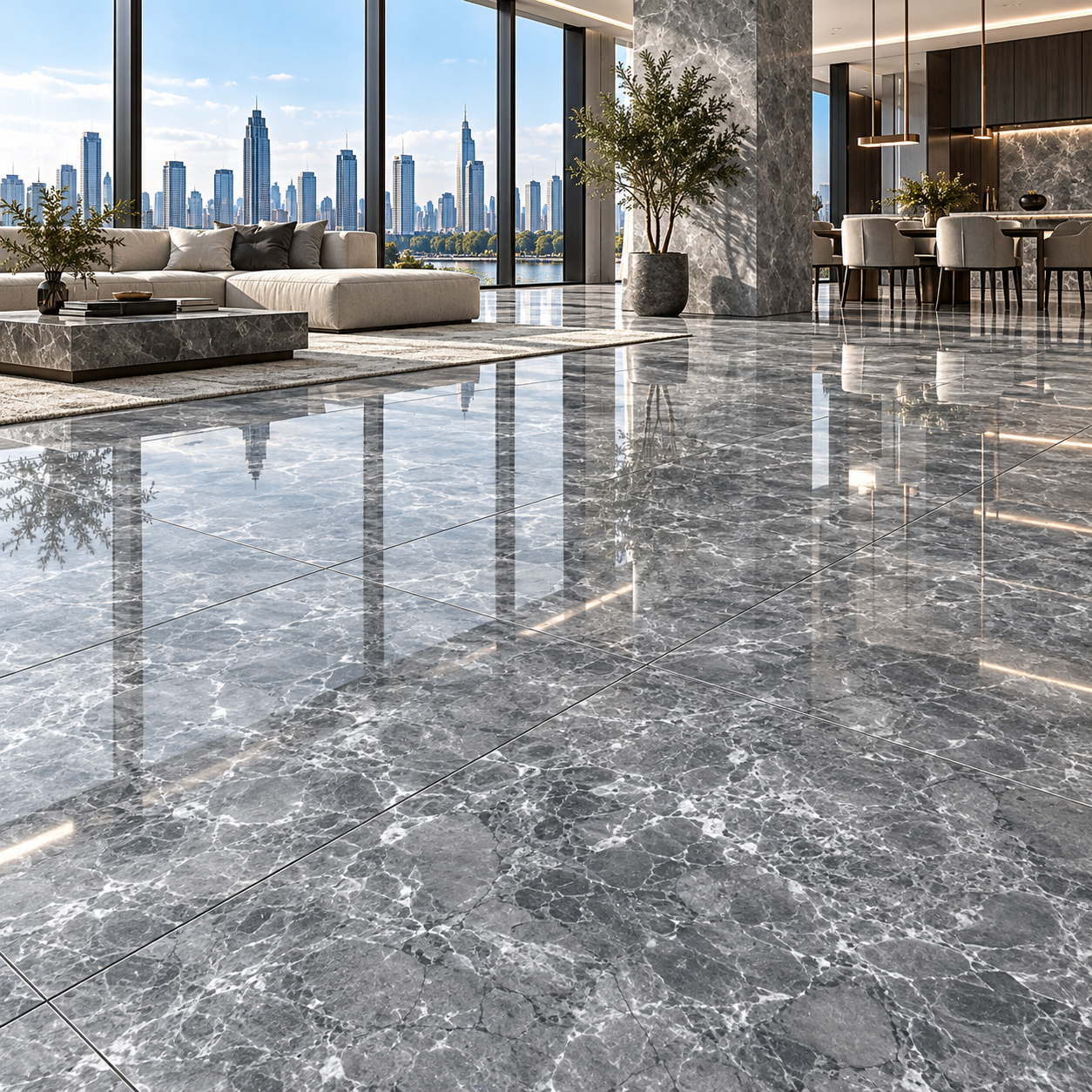 Smoky Grey Crystalline Web Veined Ceramic Texture 2