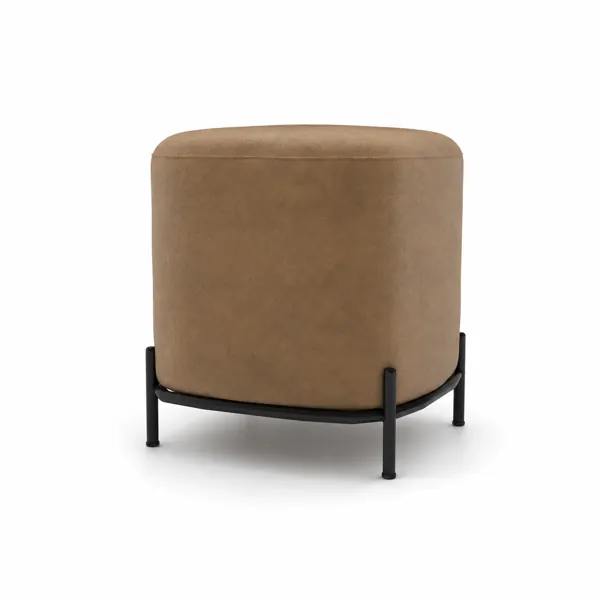 Warm Taupe Velvet Ottoman – Black Metal Cradle Frame 3D Model
