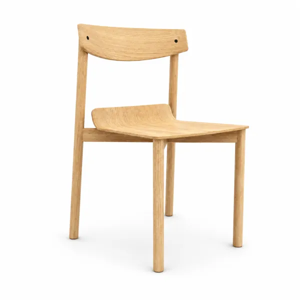 Light Wood Chair with Curved Grain Seat 3D Model