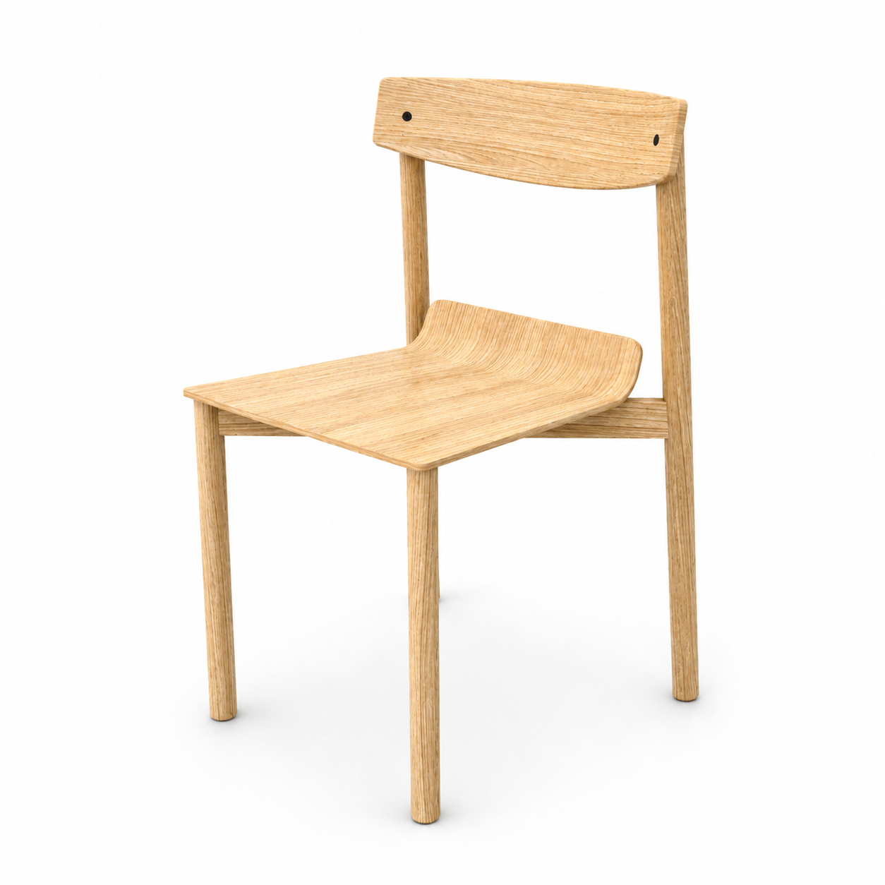 Light Wood Chair with Curved Grain Seat 3D Model 3