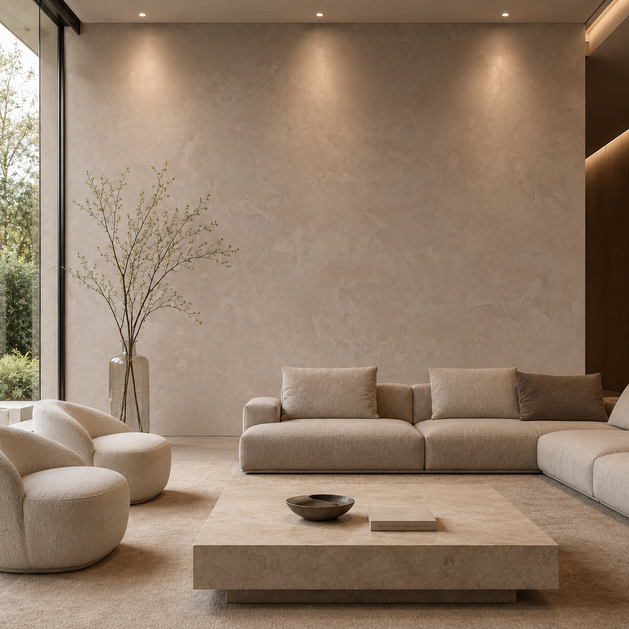 Warm Sand Beige Cloudy Trowel Plaster Texture 2