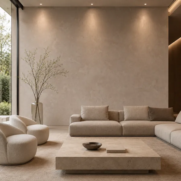 Warm Sand Beige Cloudy Trowel Plaster Texture back