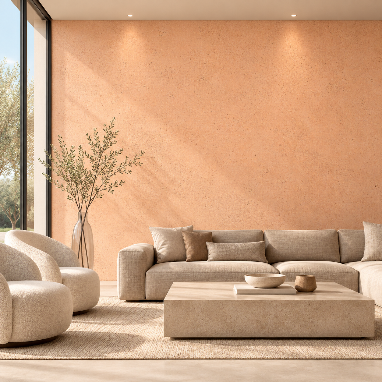 Warm Peach Coral Fine Grain Plaster Texture 2