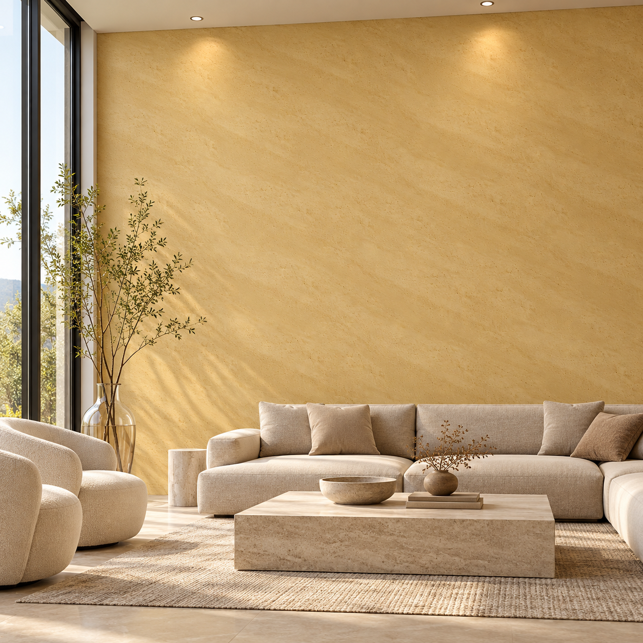 Warm Ochre Fine Mottled Plaster Texture 2