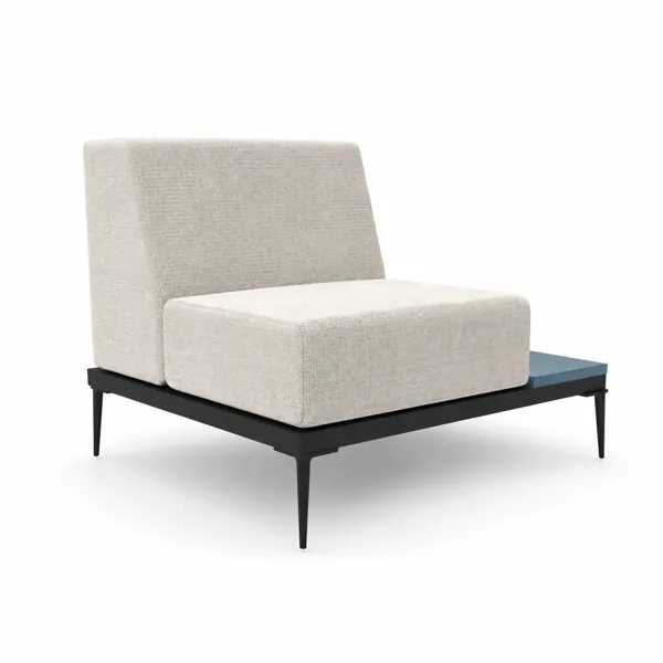 Ivory Lounge Chair – Black Frame with Blue Side Shelf 3D Model