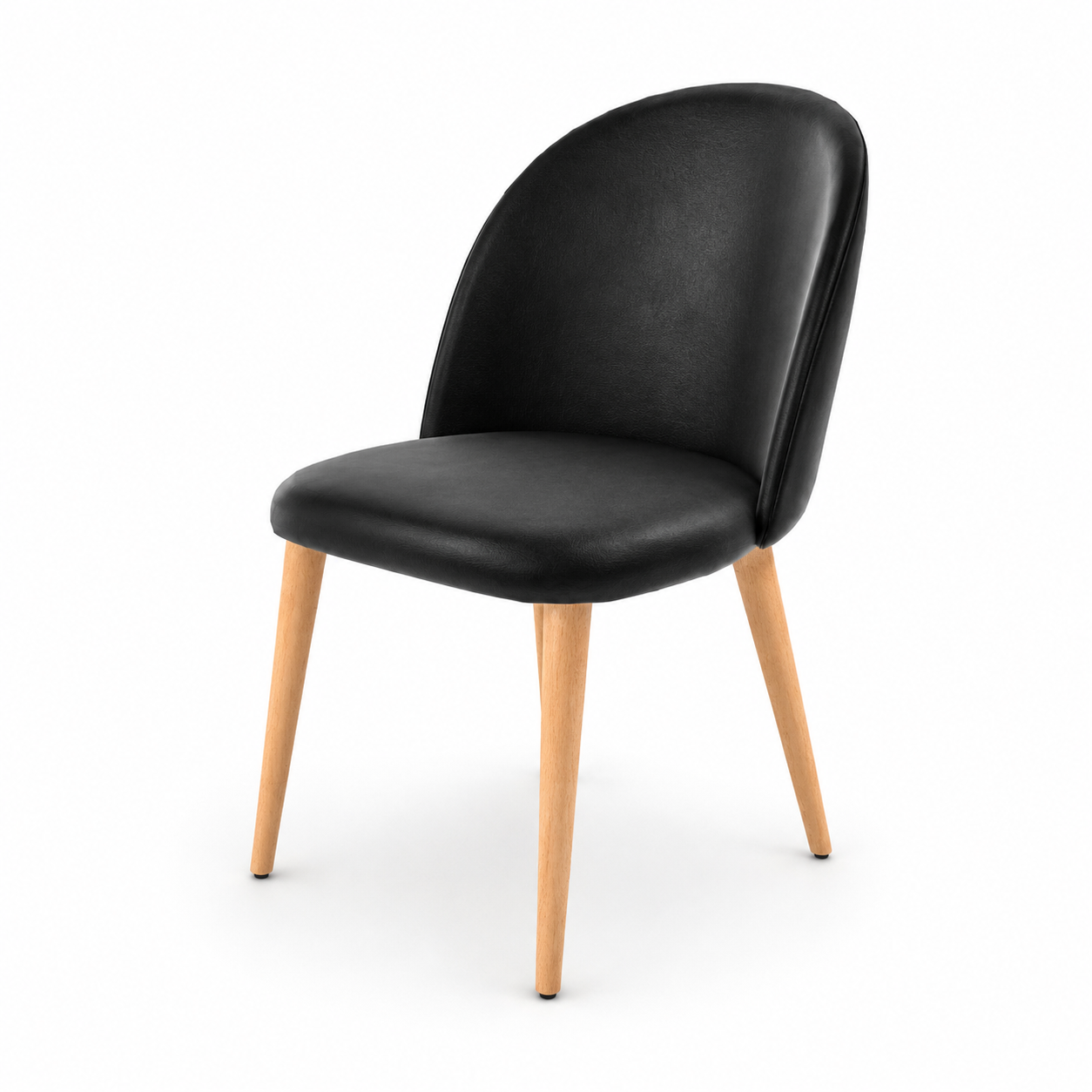 Black Velvet Chair with Rounded Shell Back 3D Model 3
