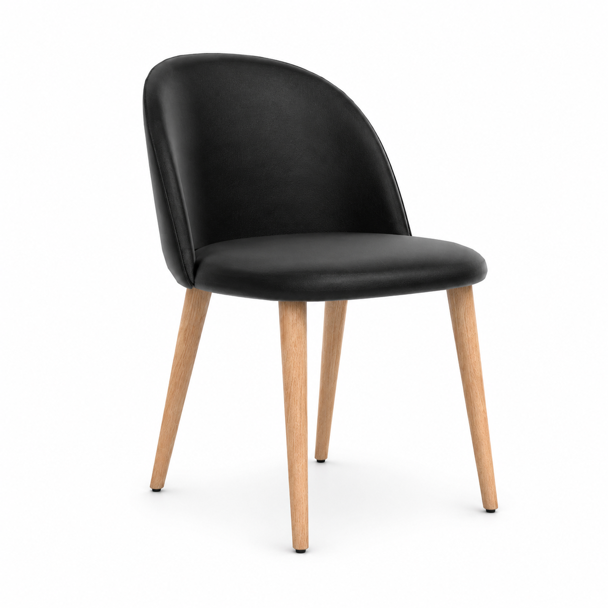 Black Velvet Chair with Rounded Shell Back 3D Model 1