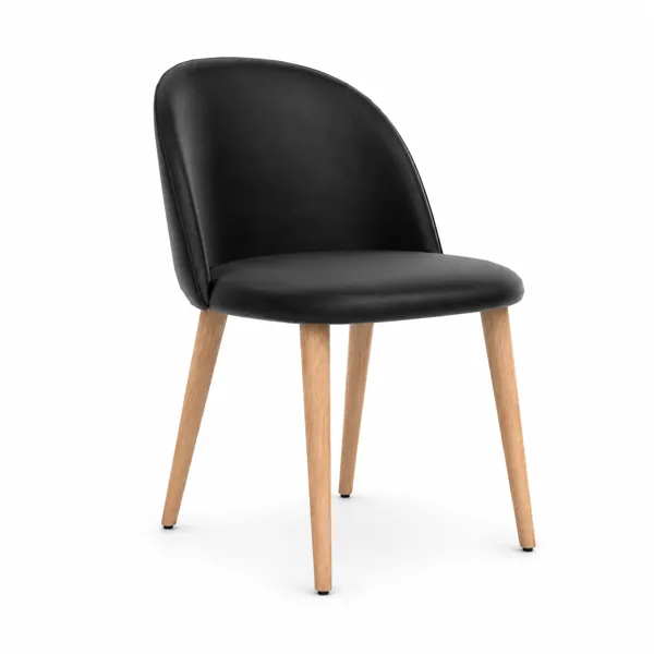 Black Velvet Chair with Rounded Shell Back 3D Model