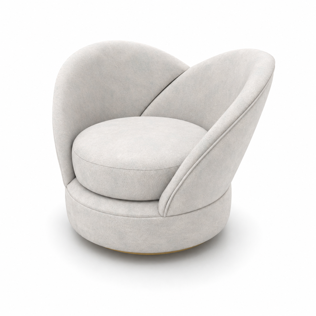 Ivory Petal Armchair with Gold Base 3D Model 3