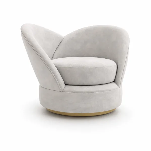Ivory Petal Armchair with Gold Base 3D Model