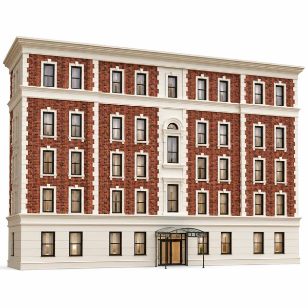 Red Brick Classical Building Facade 3D Model
