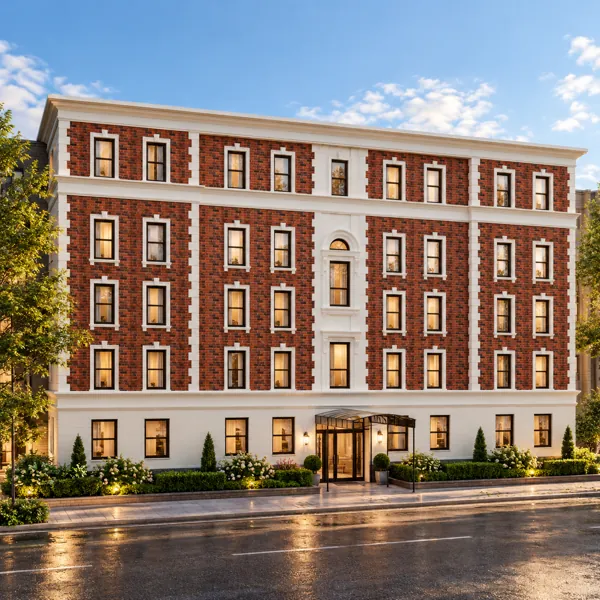 Red Brick Classical Building Facade 3D Model back