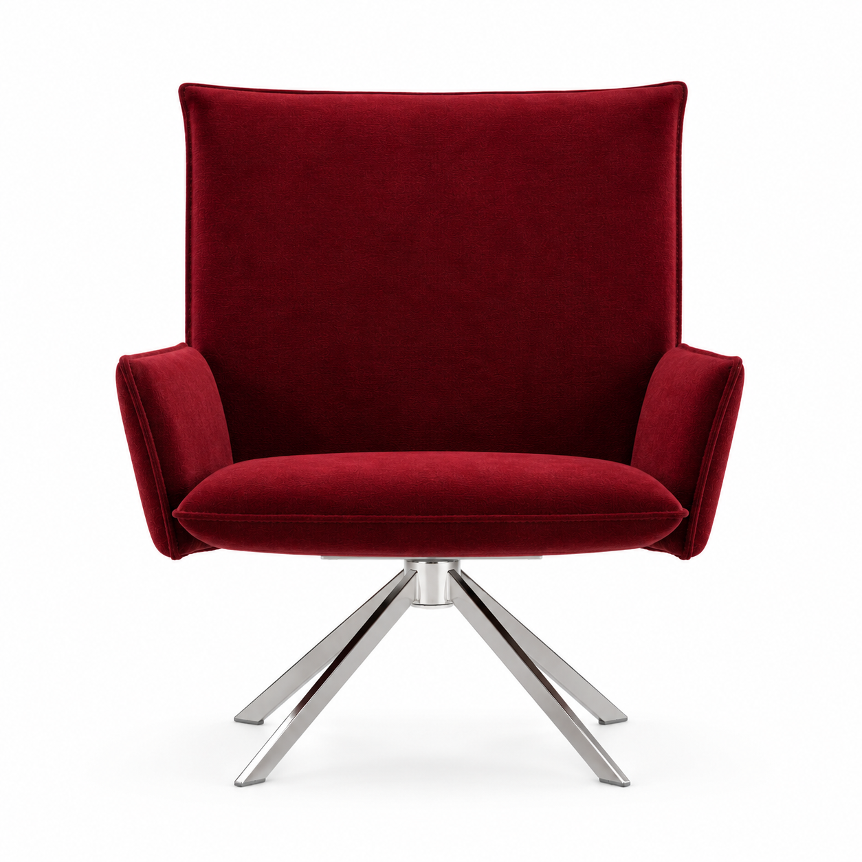 Modern Burgundy Fabric Swivel Lounge Armchair 3D Model 3