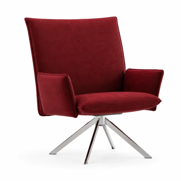 Modern Burgundy Fabric Swivel Lounge Armchair 3D Model