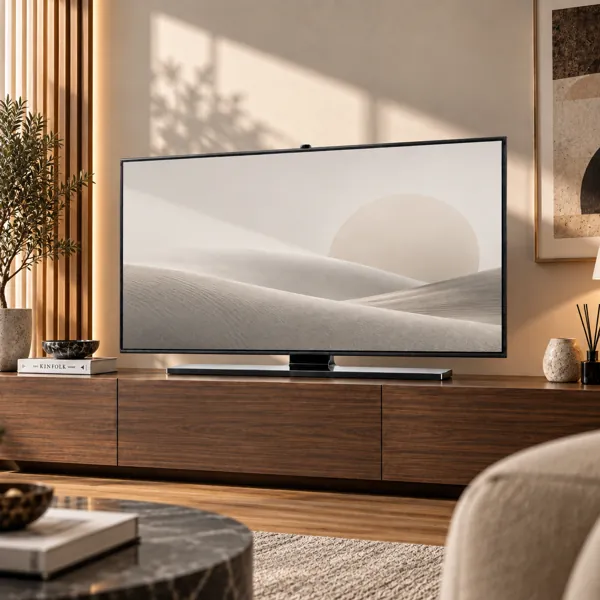 Black Slim Bezel TV with Linear Stand 3D Model back