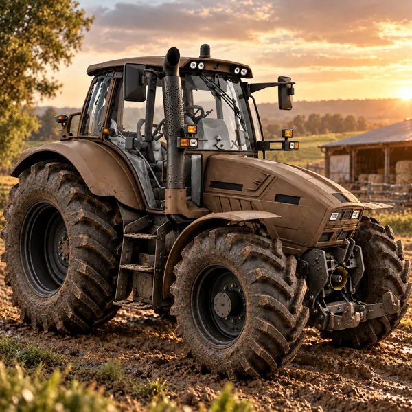 Brown Agricultural Tractor 3D Model back
